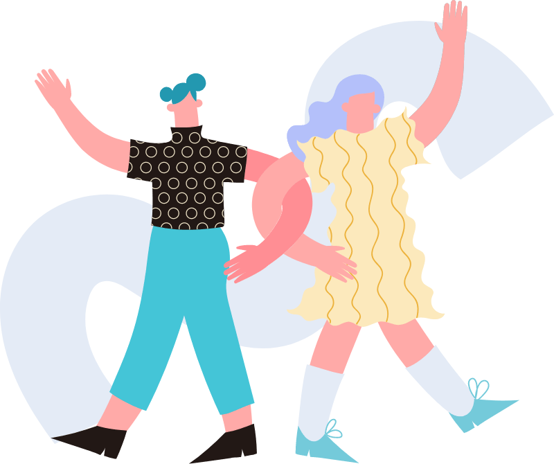 腕を組んで手を上げている女の子のイラスト