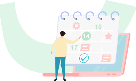 カレンダーを確認する人のイラスト