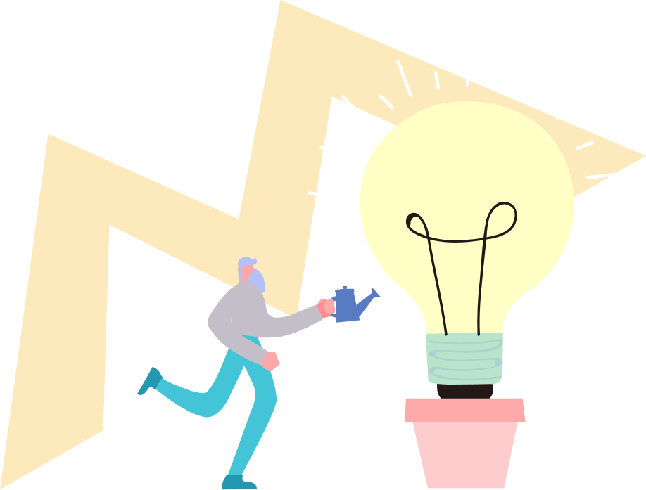 植木鉢に水をやる人のイラスト