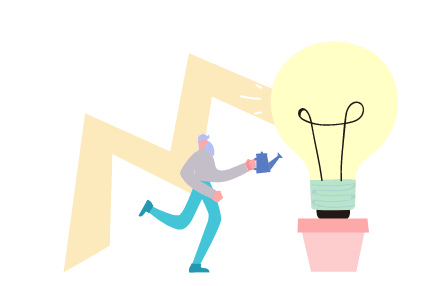 植木鉢に水をやる人のイラスト