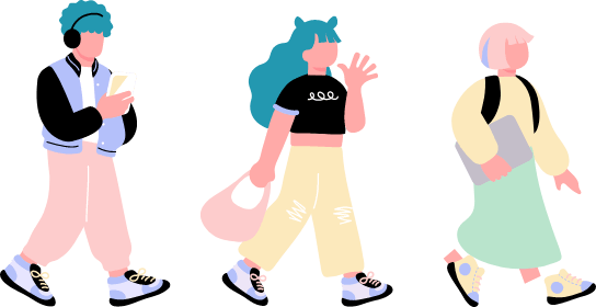 学生が歩いているイラスト
