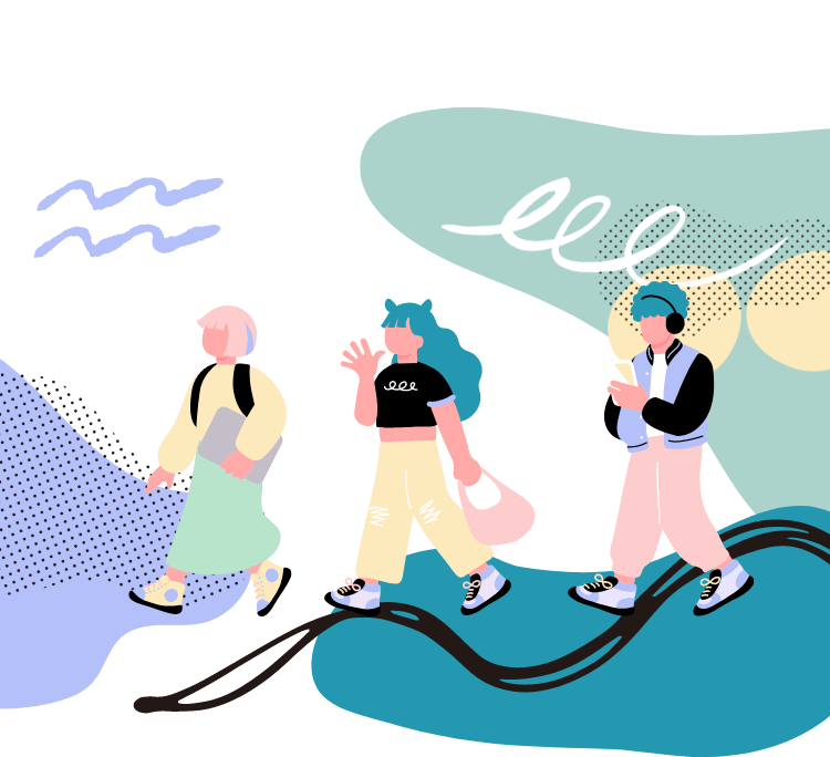 学生たちのイラスト