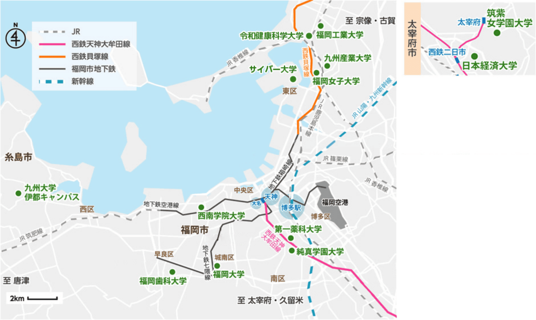 福岡県の地図