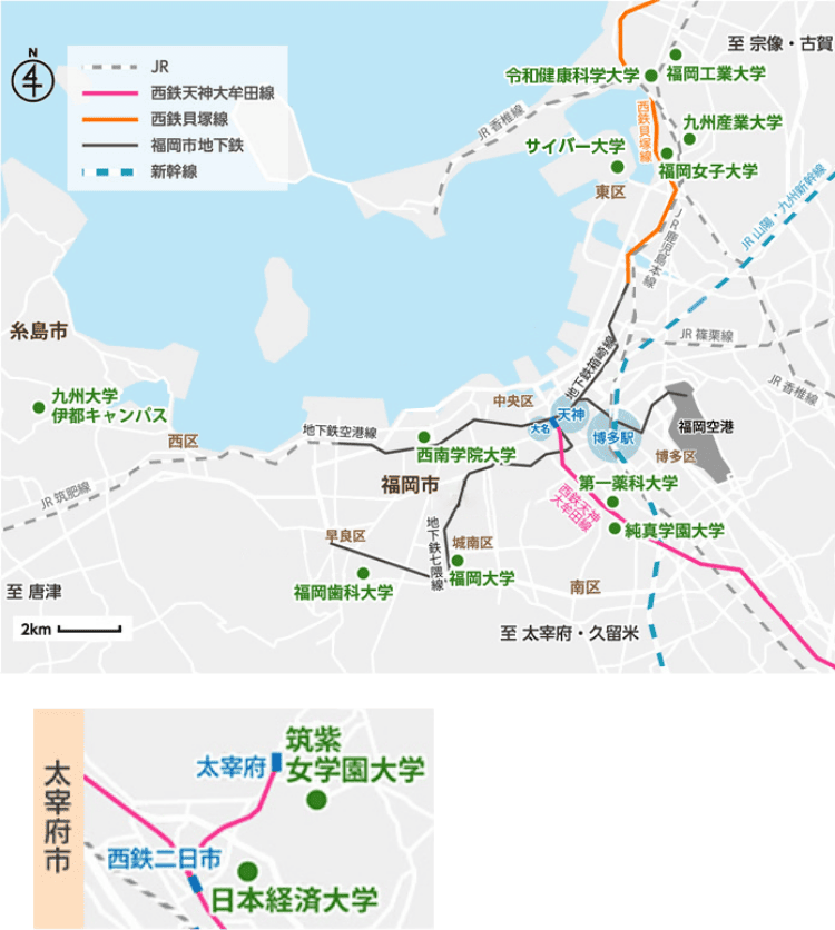 福岡県の地図